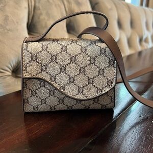 Miniature Beige & Brown Crossbody Bag with Monogram